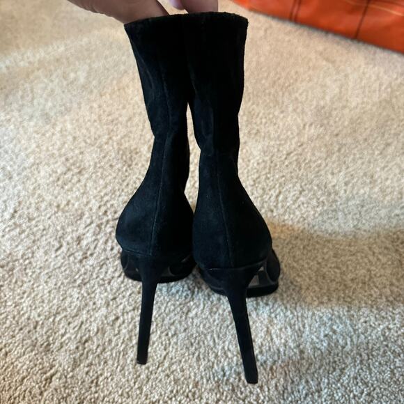 Jeffrey Campbell Pointed Toe High Heel Black Suede Ankle Booties Size 7.5 - Picture 6 of 15